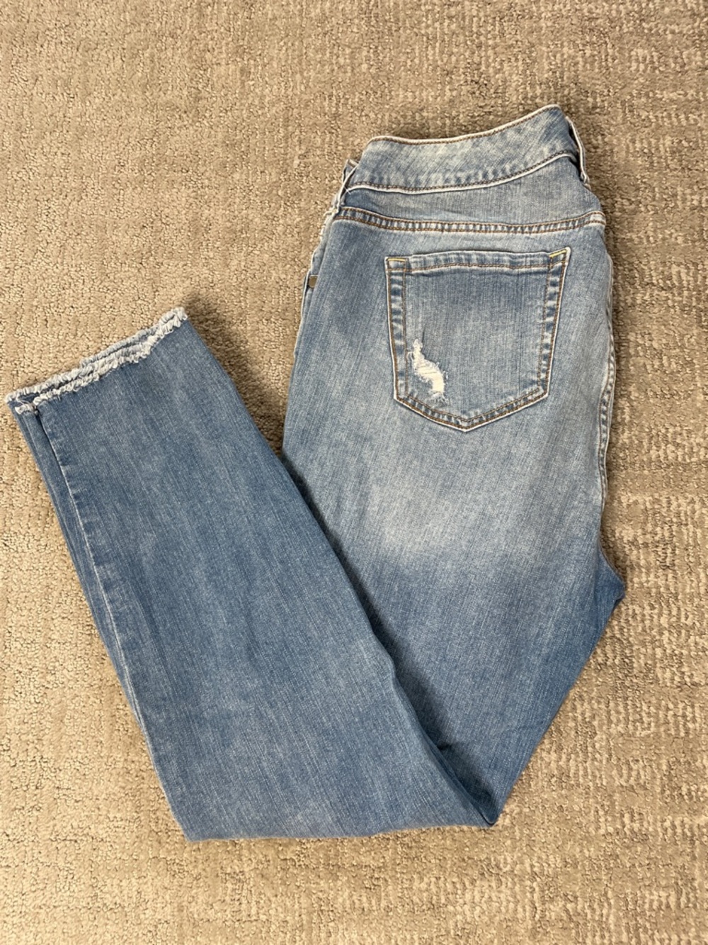 torrid Light Blue Skinny Jeans with Frayed Hem